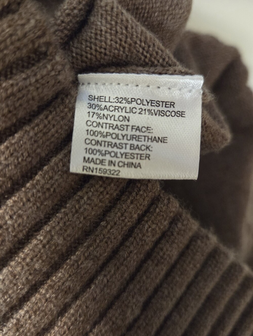 Evereve Women’s Brown Crewneck Sweater with Leather-Trim Sleeves - Picture 3 of 4